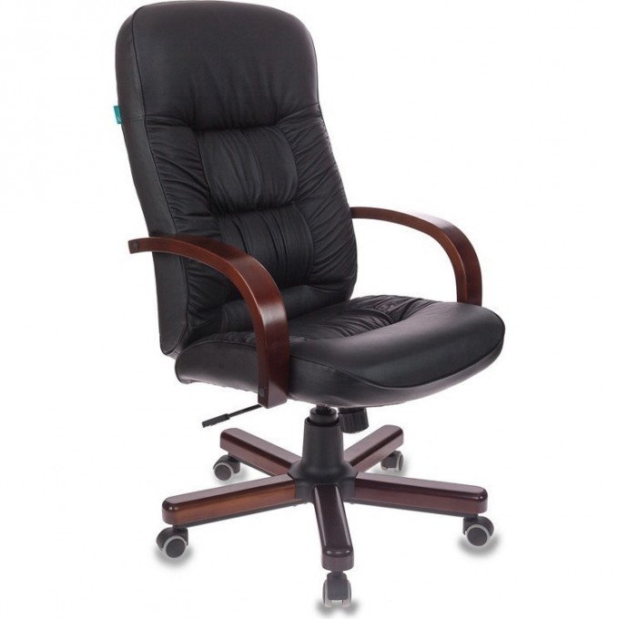 Кресло руководителя БЮРОКРАТ T-9908 черное, кожа T-9908/WALNUT Кресло руководителя БЮРОКРАТ T-9908 черное, кожа T-9908/WALNUT