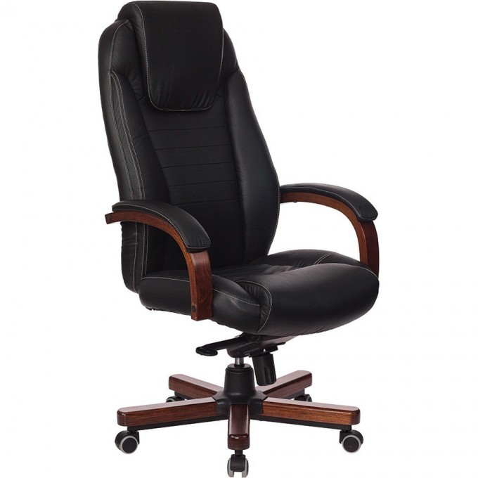 Кресло руководителя БЮРОКРАТ T-9923WALNUT черное, кожа T-9923WALNUT/BLACK Кресло руководителя БЮРОКРАТ T-9923WALNUT черное, кожа T-9923WALNUT/BLACK