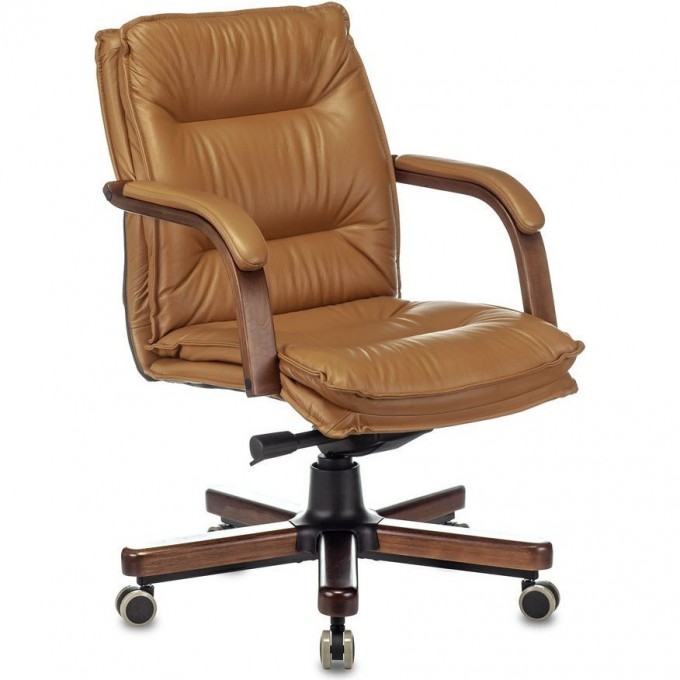 Кресло руководителя БЮРОКРАТ T-9927WALNUT-LOW горчичное, кожа T-9927WALNUT-LOW/MUS Кресло руководителя БЮРОКРАТ T-9927WALNUT-LOW горчичное, кожа T-9927WALNUT-LOW/MUS